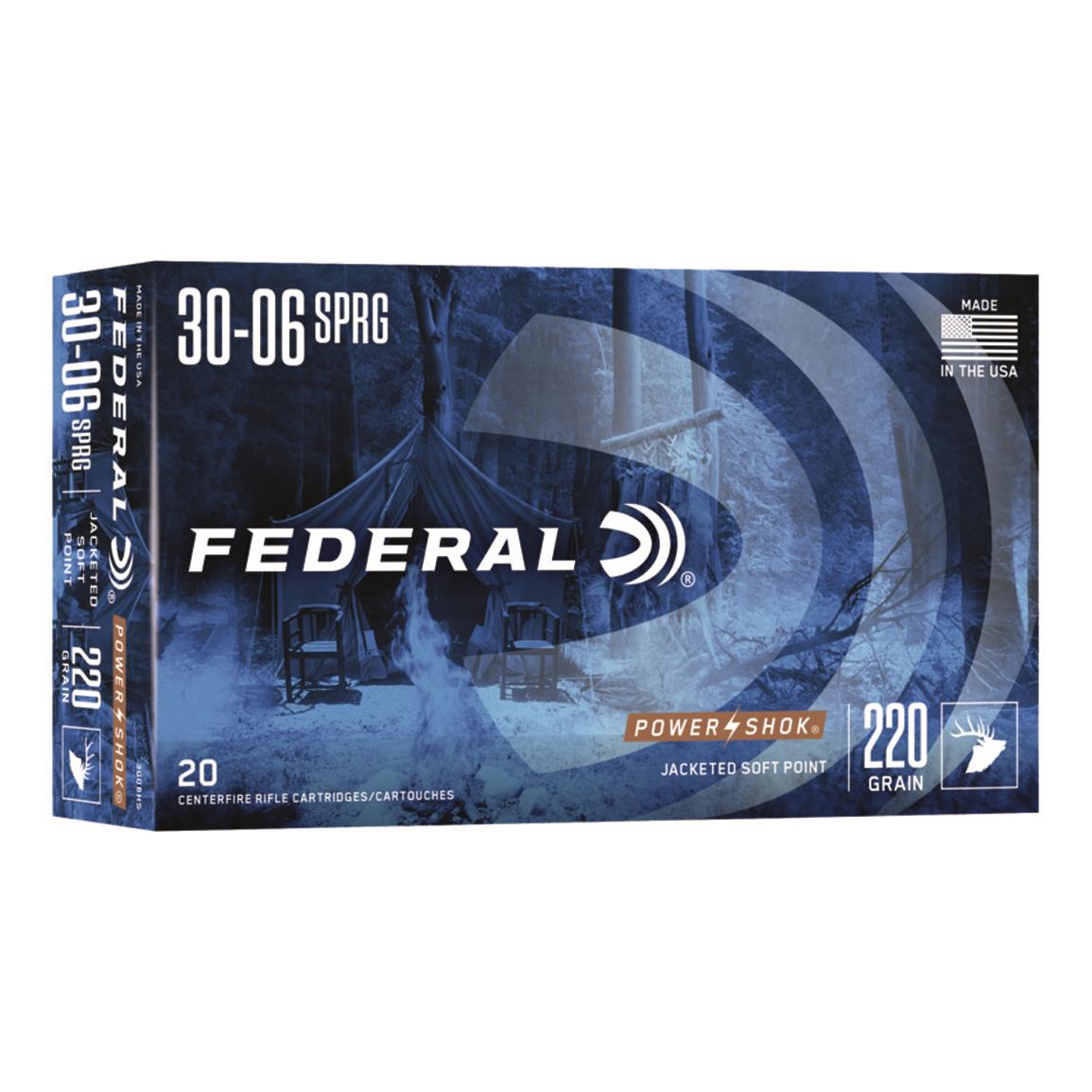 Federal Power-Shok, .30-06 Springfield, SHCSP, 220 Grain Of 500 Rounds