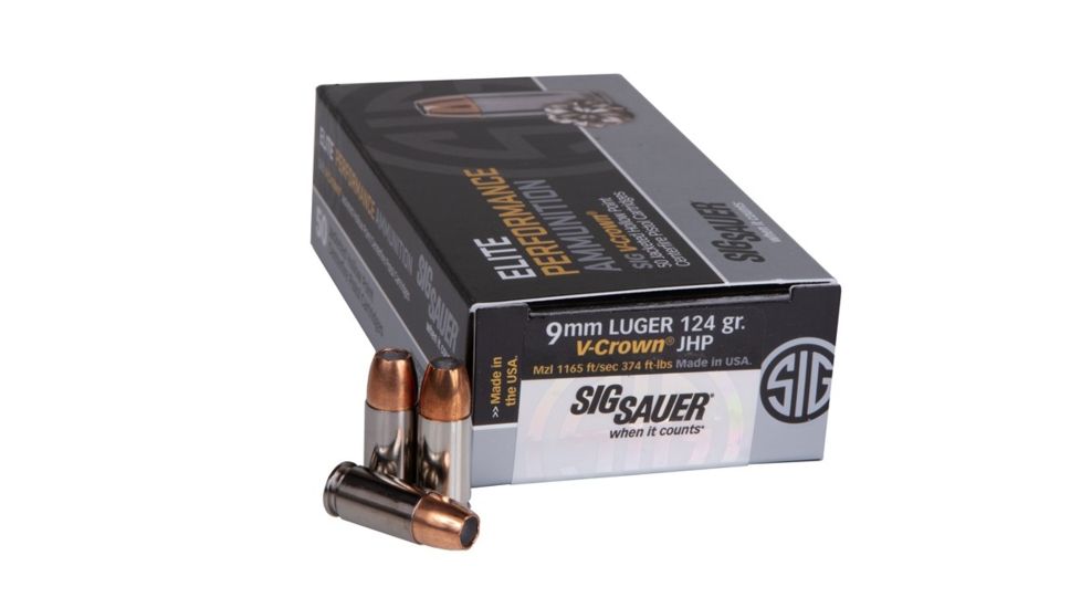 Sig Sauer Elite V-Crown 9mm Luger 124 grain Jacketed Hollow Point Brass-Cased - Image 2