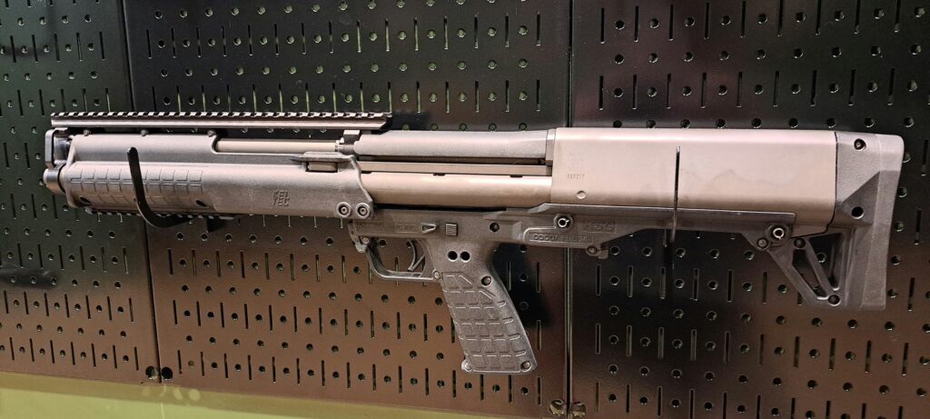 Buy KelTec KSG 12 gauge tactical shotgun online featuring compact bullpup design, dual tube magazine system, home defense performance, and tactical shotgun reliability.